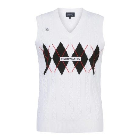 여성 배색 아가일 자카드 로프 니트 베스트