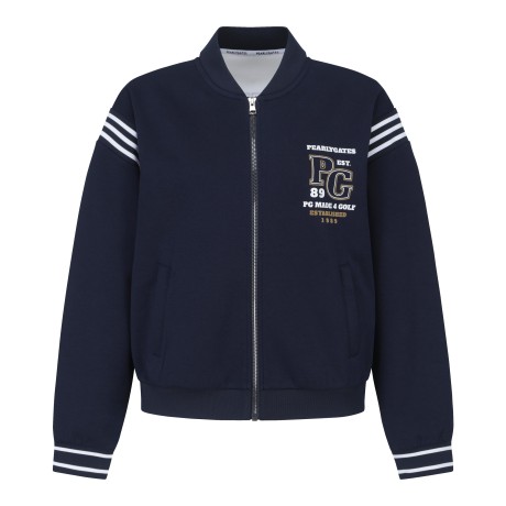 여성 컬러 블록 백 로고 점퍼