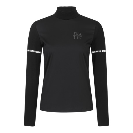 여성 텍스처 모크넥 방풍 로고 긴팔 티셔츠