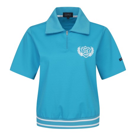 [가격인하] 여성 로고 하프 집업 반팔 티셔츠