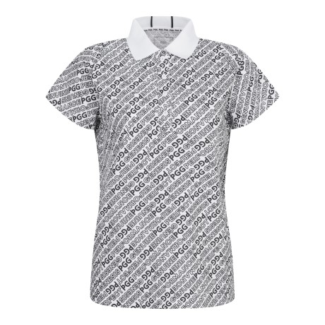 PGG 여성 로고 패턴 시어서커 카라 반팔 티셔츠