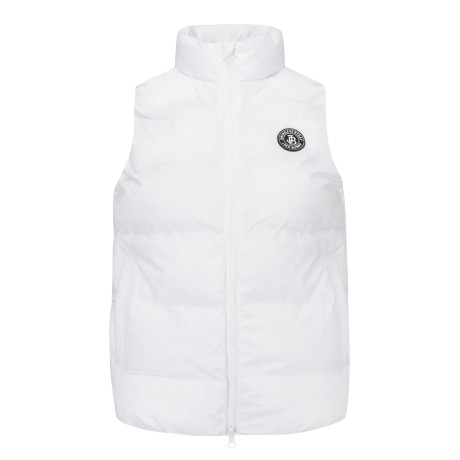 여성 레터링 패턴 잭바니 솔리드 집업 패딩 베스트