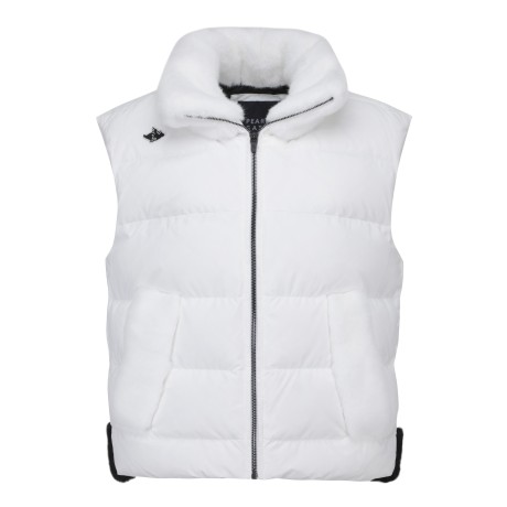 여성 페이크 퍼 블록 바니 구스 다운 베스트