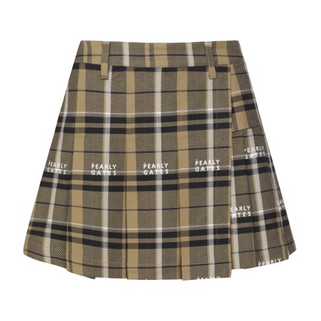 여성 로고 타탄 체크 플리츠 믹스 큐롯 스커트