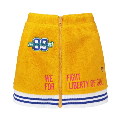 여성 양모 로고 자수 니팅 블록 스커트