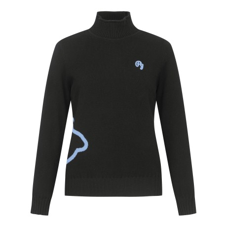 여성 방풍 바니 하이넥 방풍 니트