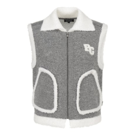 [가격 인하] 여성 부클 믹스 카라 니트 베스트