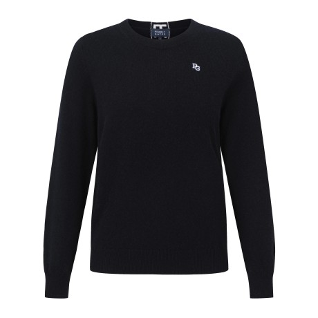 [가격 인하] 여성 캐시미어 백 로고 자카드 캐시미어 스웨터