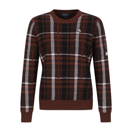 여성 백 로고 체크 캐시미어 니트