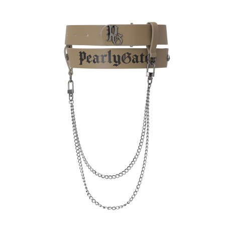 여성 로고 스터드 체인 벨트