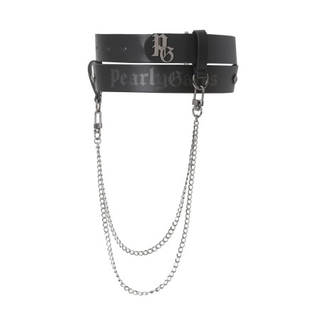 여성 로고 스터드 체인 벨트