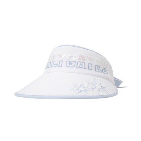 여성 플로럴 스팽글 로고 와이드 썬바이저