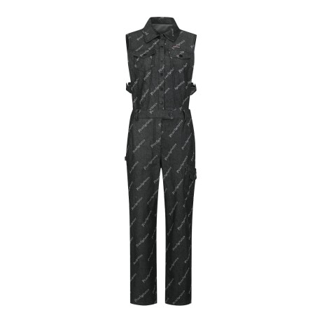 여성 패턴 슬리브리스 칼라 점프수트