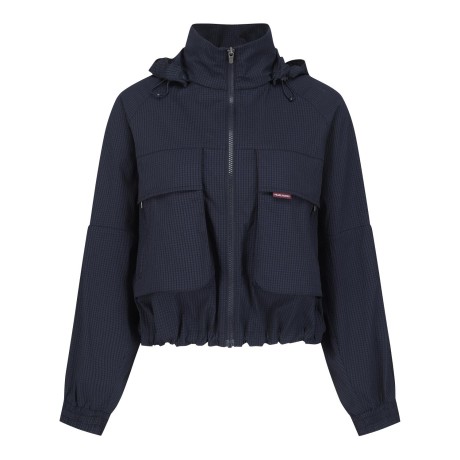 여성 시어서커 멀티 포켓 후드 집업 점퍼