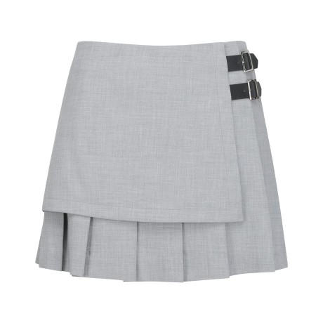 [ONLY BUCKET] 여성 버클 레이어 플리츠 큐롯 스커트