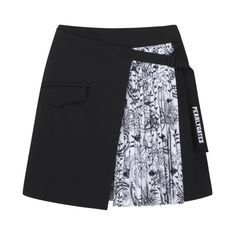 여성 페이즐리 플리츠 블록 랩 스커트