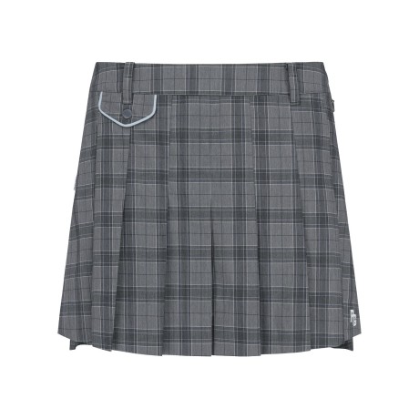 여성 로고 자수 패턴 플리츠 스커트