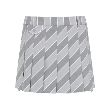 여성 로고 자수 패턴 플리츠 스커트