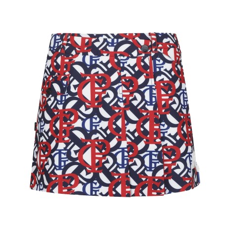 여성 엠보 로고 플리츠 큐롯 랩 스커트