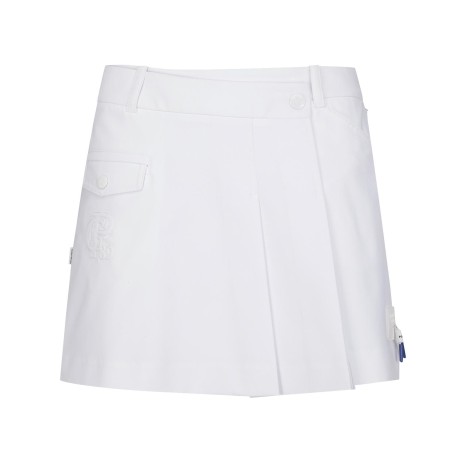 [ONLY BUCKET] 여성 엠보 로고 플리츠 큐롯 랩 스커트