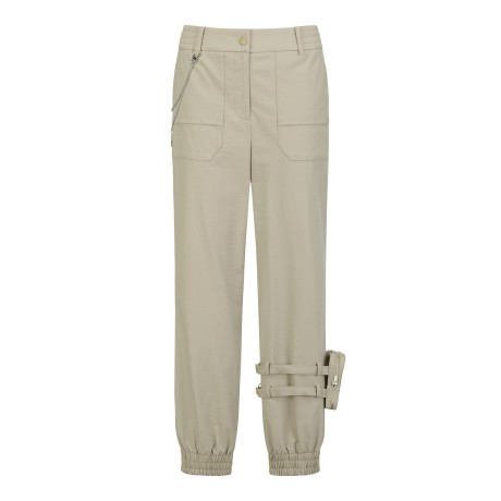 여성 솔리드 헴라인 포켓 밴딩 조거 팬츠