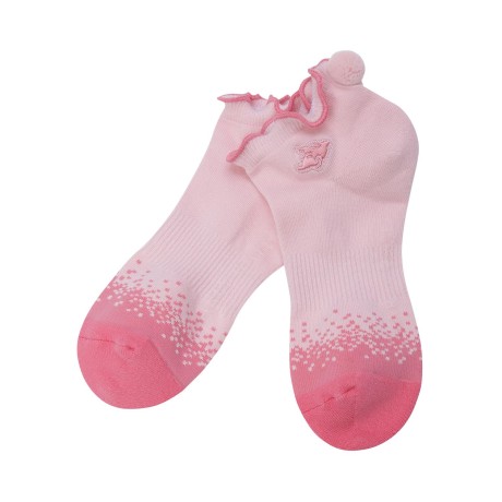 여성 폼폼 배색 프릴 단목 양말