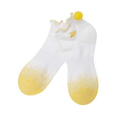 여성 폼폼 배색 프릴 단목 양말