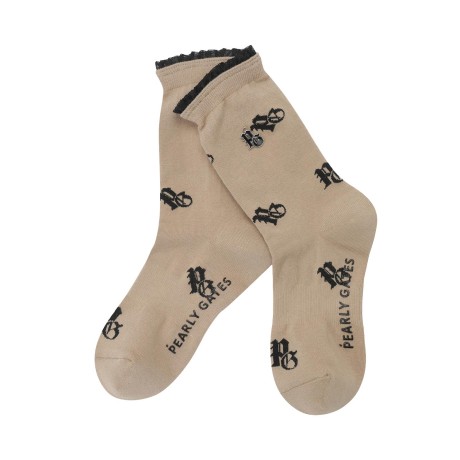 여성 레이스 포인트 로고 장목 양말