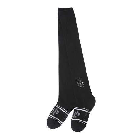 여성 핫픽스 로고 배색 논슬립 니삭스