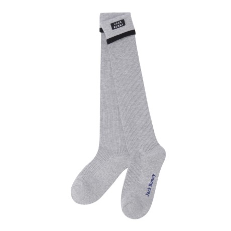 여성 잭바니 배색 라인 턴업 니삭스