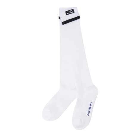 여성 잭바니 배색 라인 턴업 니삭스