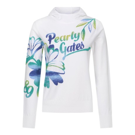 여성 컬러풀 플로럴 후드 니트