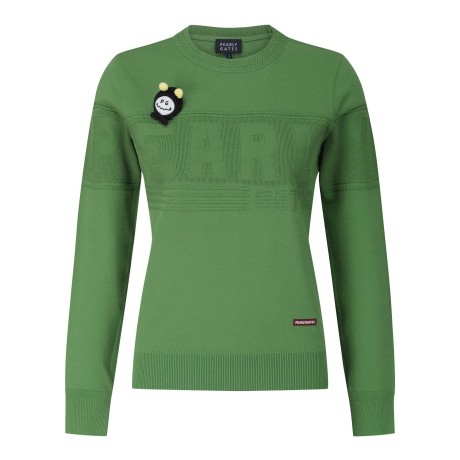 여성 탈착 스마일 비 로고 니트