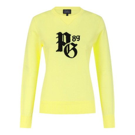 여성 배색 부클 로고 긴팔 니트