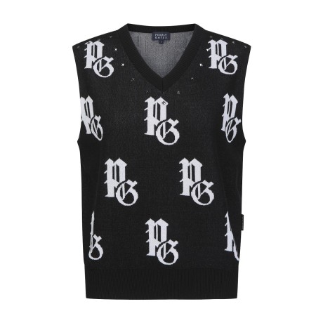 여성 엠블럼 스터드 니트 베스트