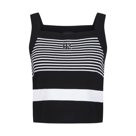 여성 스트라이프 니트 뷔스티에 탑