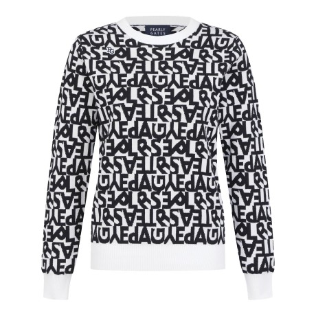 여성 로고 패턴 긴팔 니트