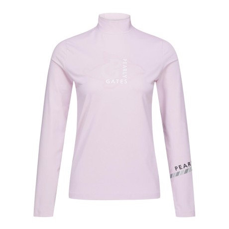 여성 로고 모크넥 스트레치 긴팔 티셔츠