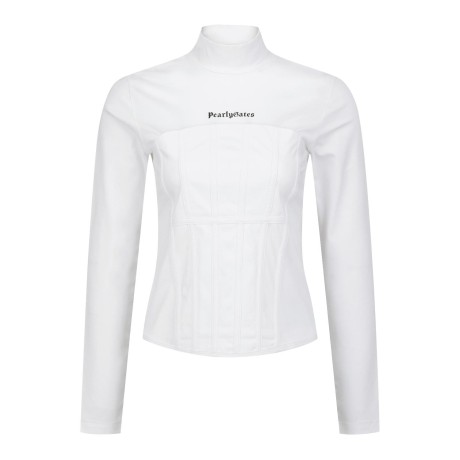 여성 솔리드 뷔스티에 절개 긴팔 티셔츠