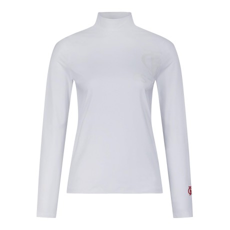 여성 로고 프린트 모크넥 긴팔 티셔츠