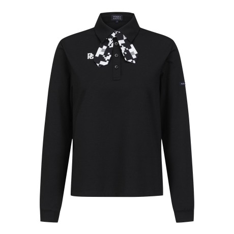 [ONLY BUCKET] 여성 탈착 스카프 칼라 긴팔 티셔츠