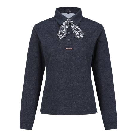 여성 탈착 스카프 칼라 긴팔 티셔츠