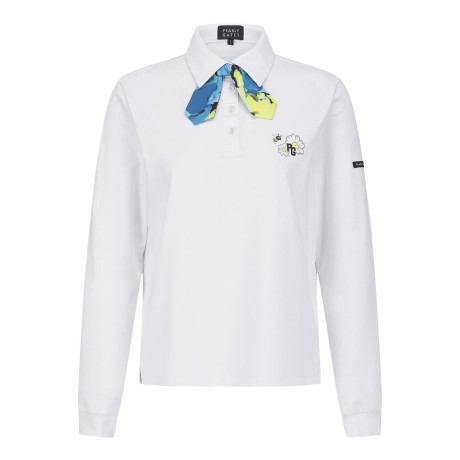 [안지현프로 착용]여성 탈착 스카프 칼라 긴팔 티셔츠