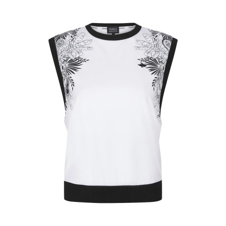 여성 페이즐리 플로럴 슬리브리스 티셔츠