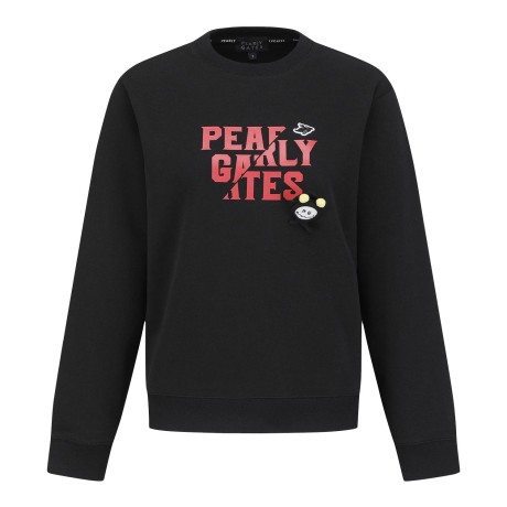 여성 스마일 비 뱃지 로고 프린팅 스웻셔츠