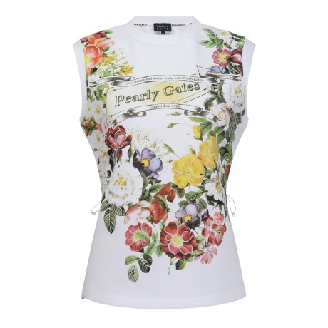 여성 플로럴 백 스트링 슬리브리스 탑