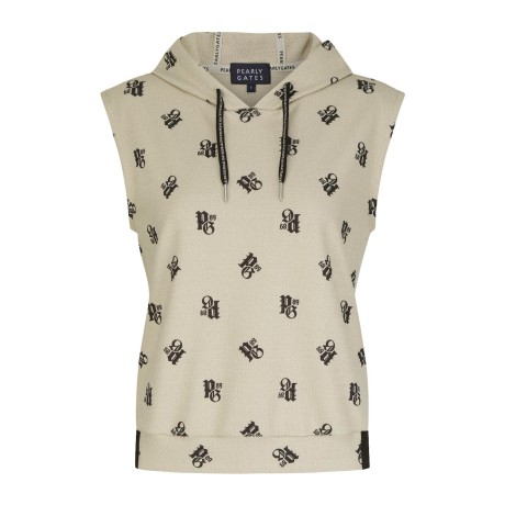 여성 로고 패턴 후드 슬리브리스 탑