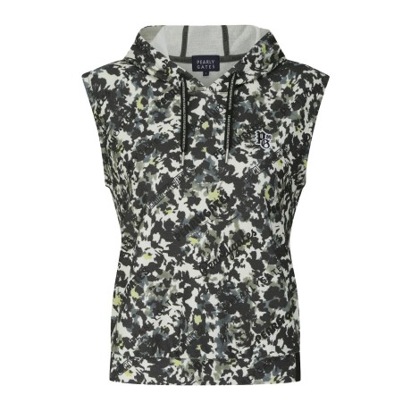 여성 로고 패턴 후드 슬리브리스 탑