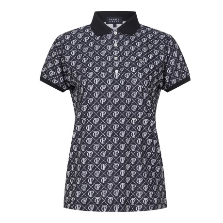 여성 로고 아가일 패턴 칼라 반팔 티셔츠