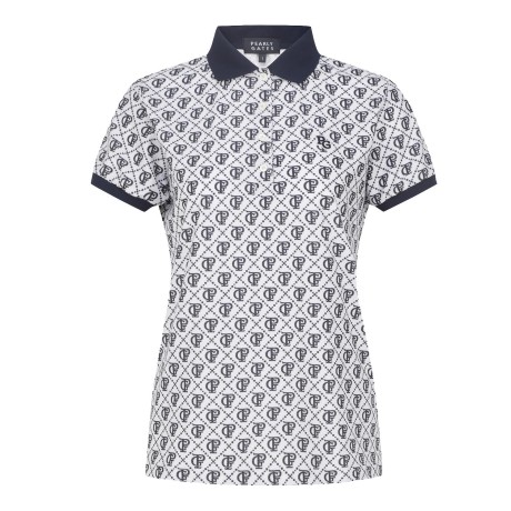 여성 로고 아가일 패턴 칼라 반팔 티셔츠